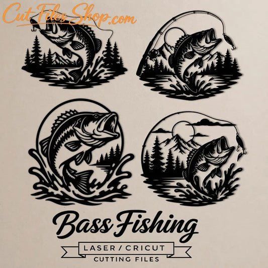 Bass fishing SVG for CNC plasma cutting