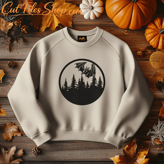 Flying Bat SVG, EPS & DXF Files for Cricut, Silhouette, Laser Cutting & Glowforge, Halloween T-Shirt Design