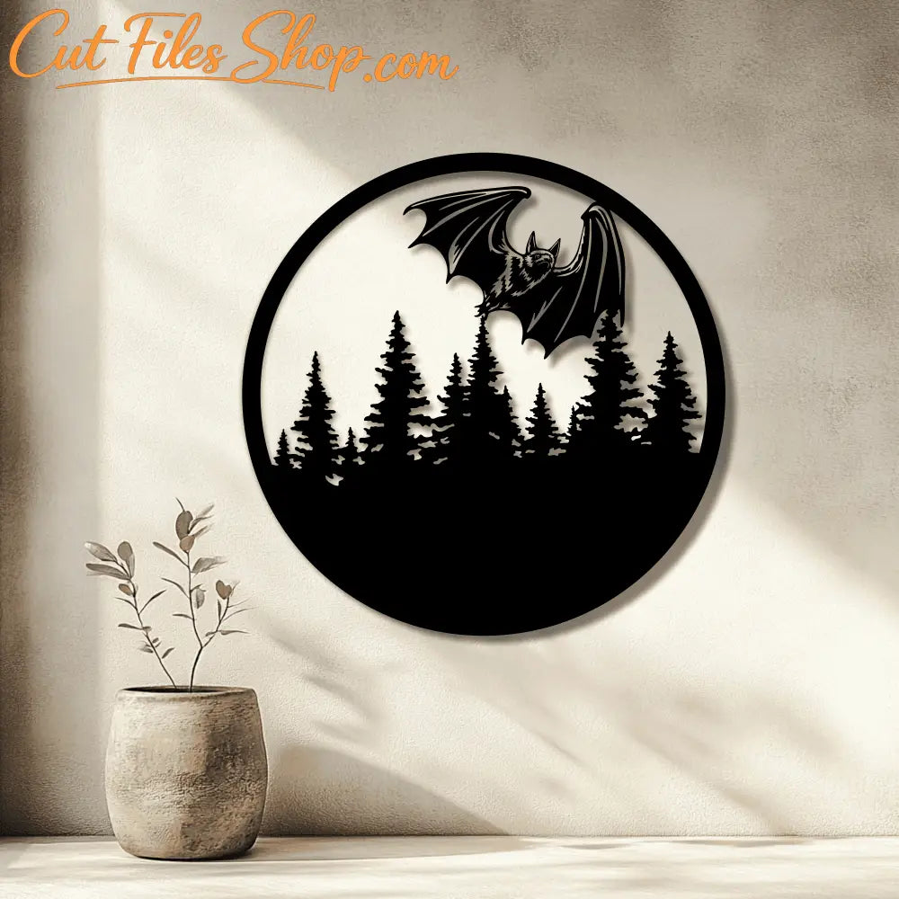 Halloween Bat SVG & EPS, DXF for CNC Laser & Glowforge, Flying Bat Cut Files for Cricut & Silhouette, T-Shirt Design, Halloween decor DIY
