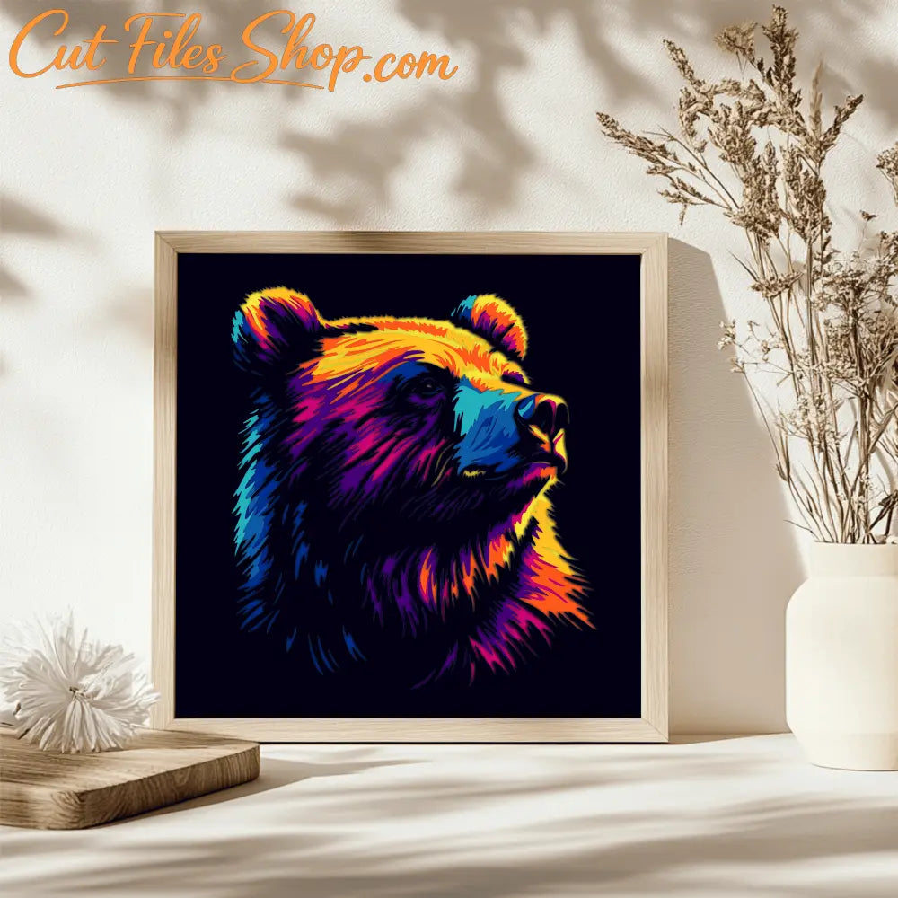 Layered Bear Shadow Box Template, DXF for Laser Cutting, DIY Home Decor