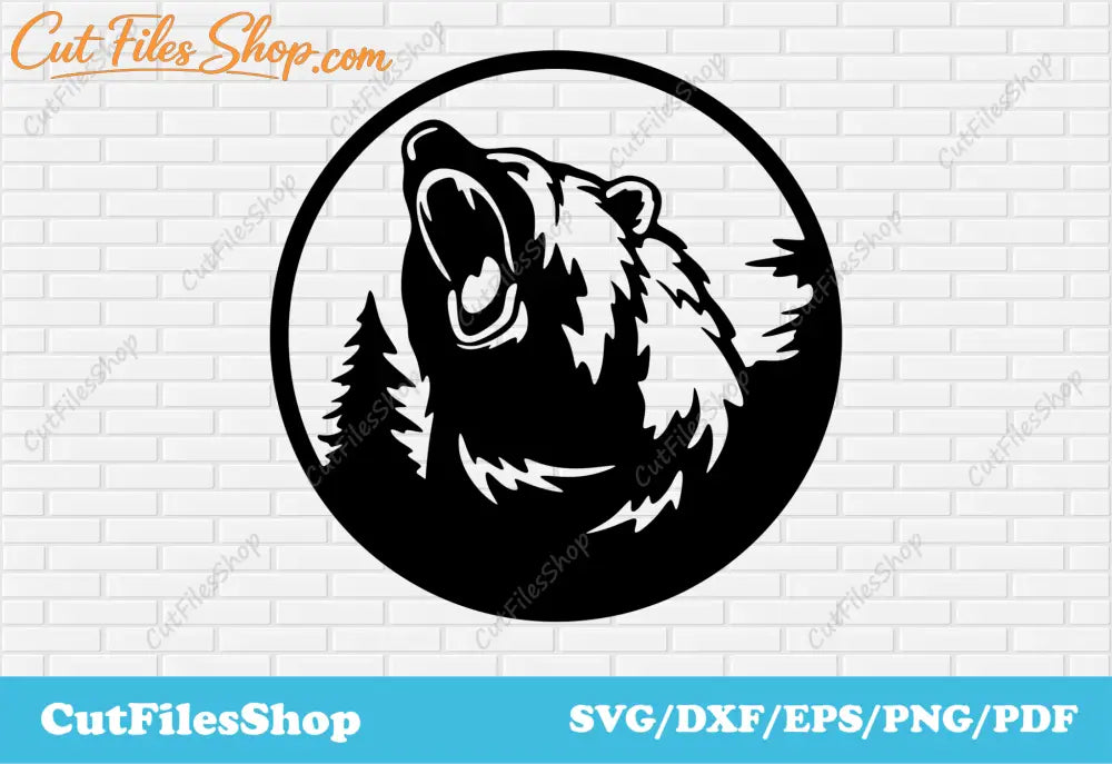 Bear decor dxf, svg for cricut, dxf for laser cutting, vector for shirts, Silhouette bear - Cut Files Shop
