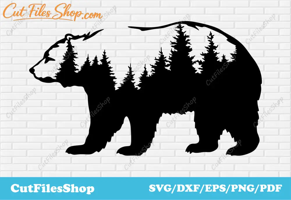 Bear dxf cut files, bear forest svg, bear art dxf, Cutting CNC files, Svg for Cricut - Cut Files Shop
