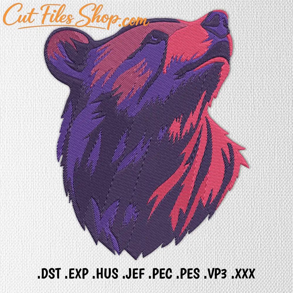 Wildlife-themed bear design in DST, PES formats