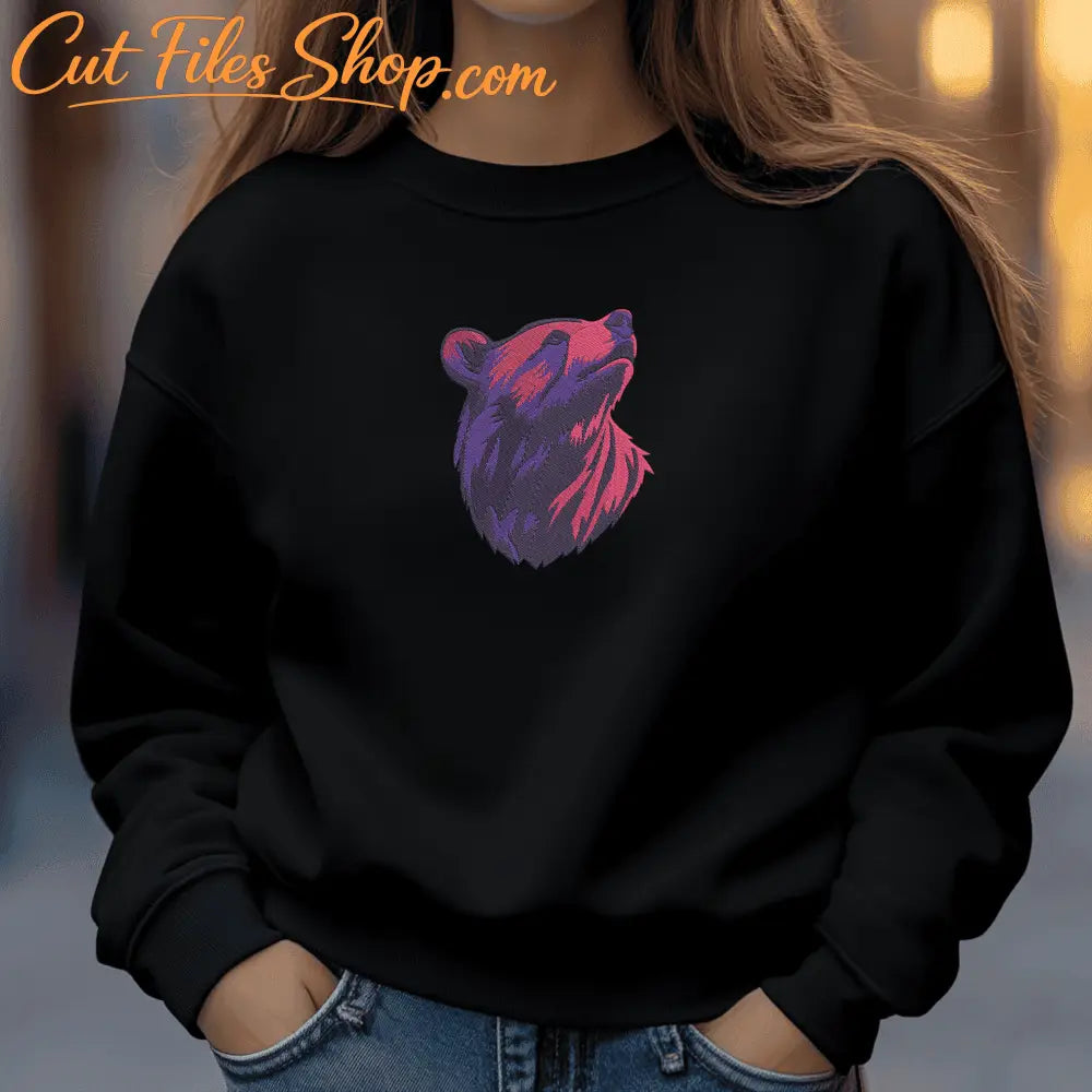 Majestic bear embroidery design
