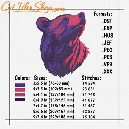 Strong bear embroidery file for jackets