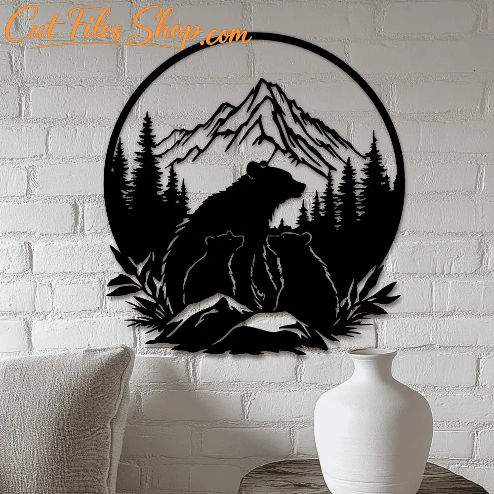 Bear Family Sublimation Design, SVG & DXF for Crafts, DIY Wall metal decor