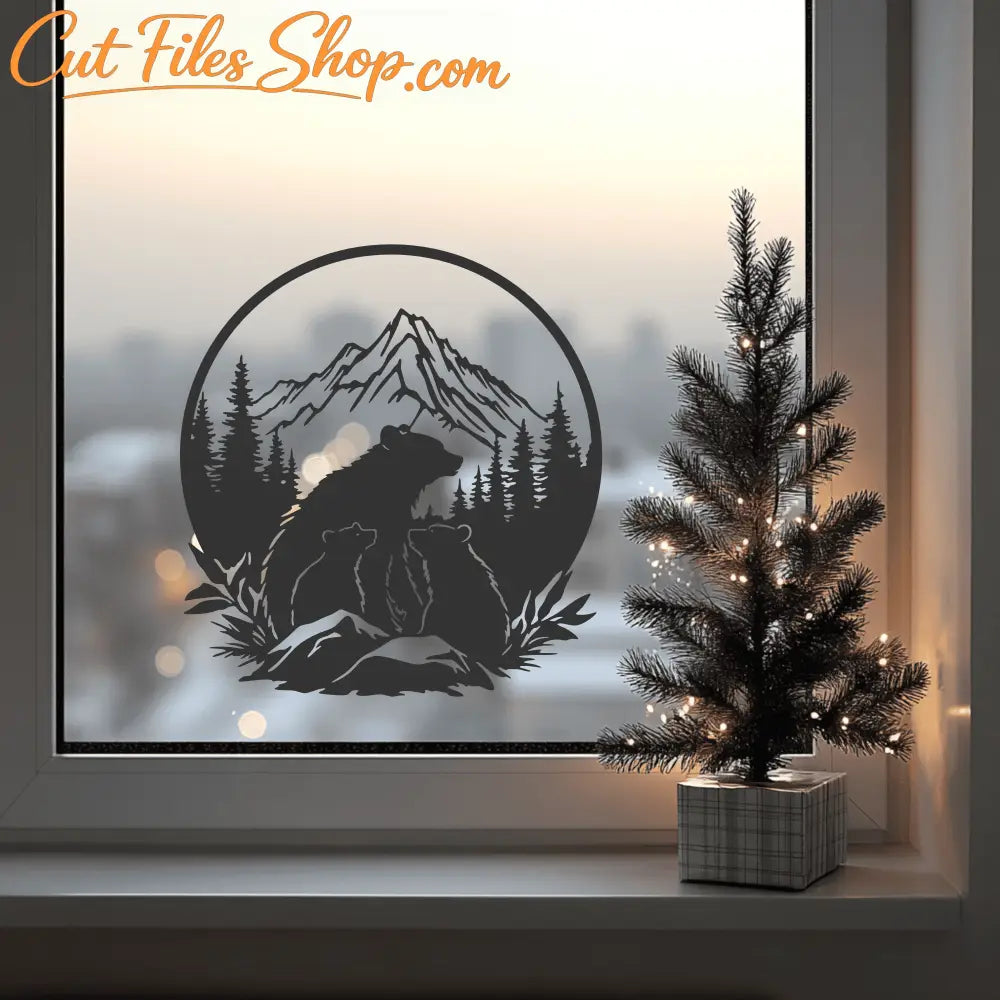 DIY Home Decor: Bear Family SVG for Cricut & CNC, Window Vinyl decal svg