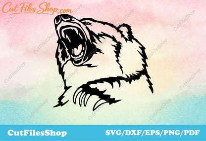 Bear for laser cutting, Wild animals for Cricut, Silhouette Cameo Files, DXF Art - Cut Files Shop