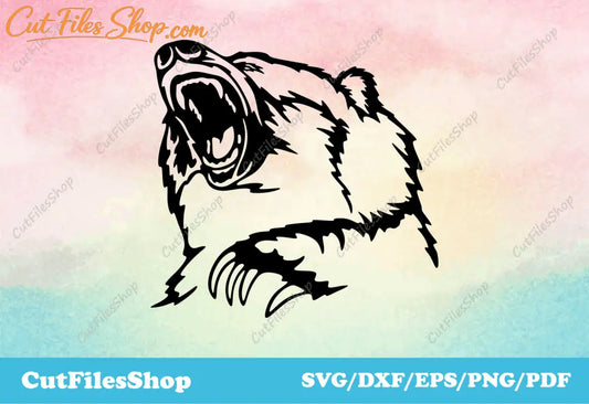 Bear for laser cutting, Wild animals for Cricut, Silhouette Cameo Files, DXF Art - Cut Files Shop