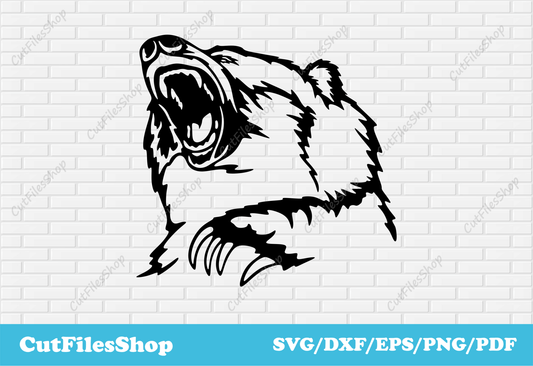 Bear for laser cutting, Wild animals for Cricut, Silhouette Cameo Files, DXF Art - Cut Files Shop