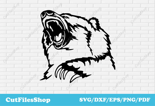 Bear for laser cutting, Wild animals for Cricut, Silhouette Cameo Files, DXF Art - Cut Files Shop