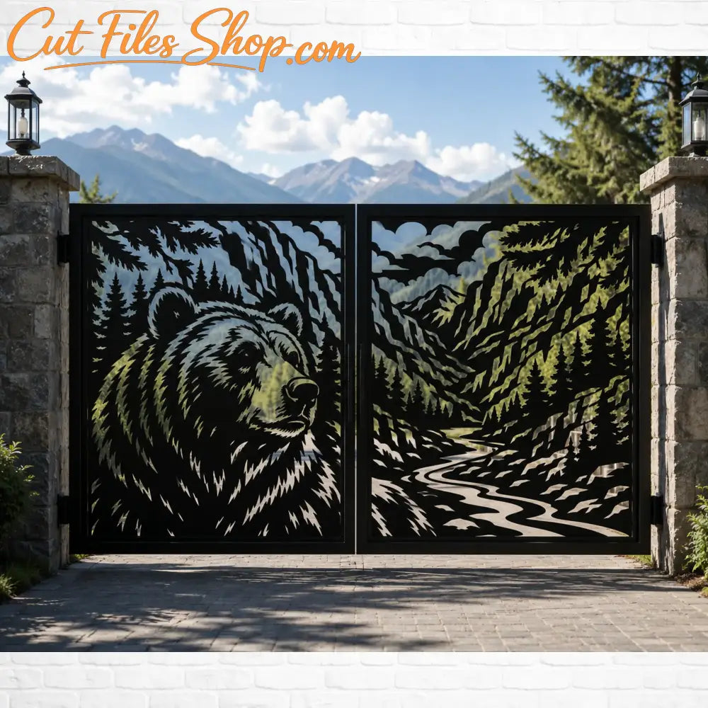 Grizzly bear metal gate panel design for CNC plasma cutting