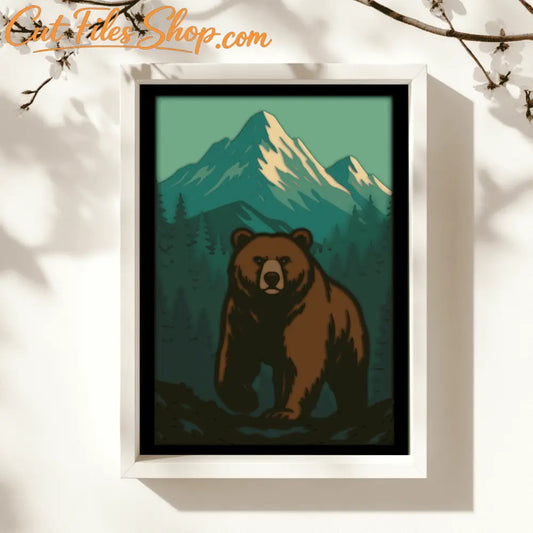 Mountain forest bear 3D paper cut design for laser and CNC cutters
