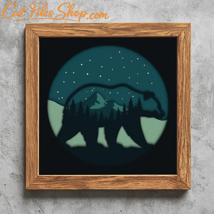 wildlife bear multilayer svg forest mountain scene
