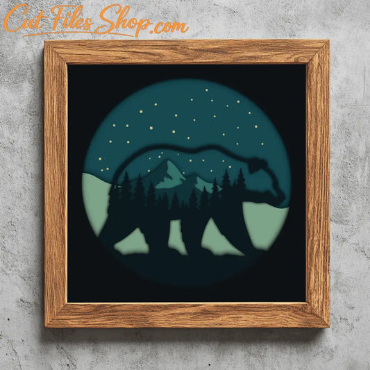 wildlife bear multilayer svg forest mountain scene