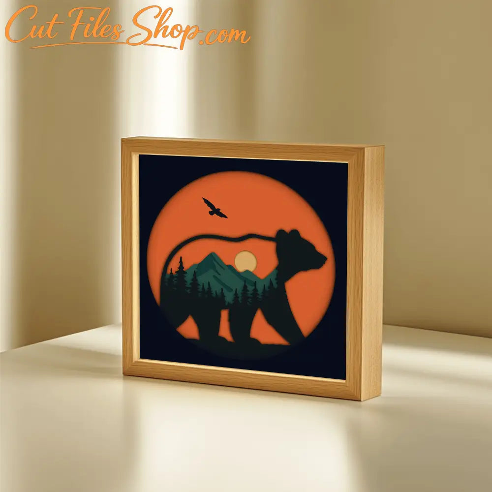 wildlife bear multilayer svg mountain forest scene