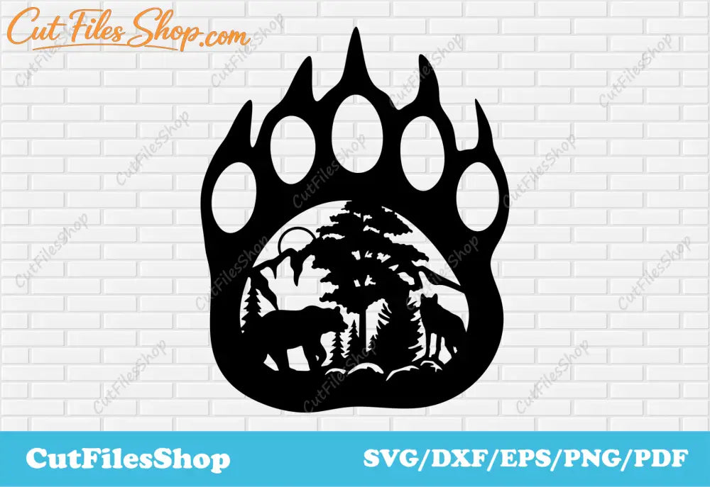 Bear paw svg cut files for cricut, DXF for laser cutting, Card making svg, CNC plasma cutting - Cut Files Shop