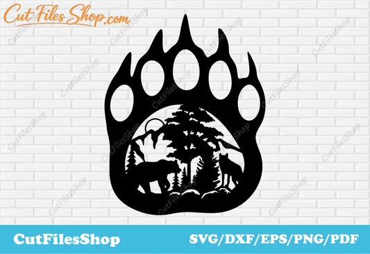 Bear paw svg cut files for cricut, DXF for laser cutting, Card making svg, CNC plasma cutting - Cut Files Shop