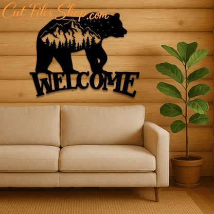 Mountain bear welcome sign SVG EPS for Cricut, sublimation and crafts