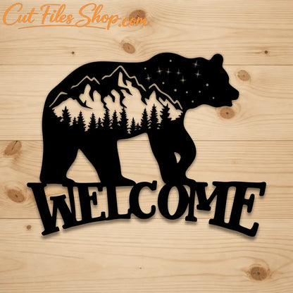 Cabin bear welcome sign SVG PNG for CNC plasma metal signs