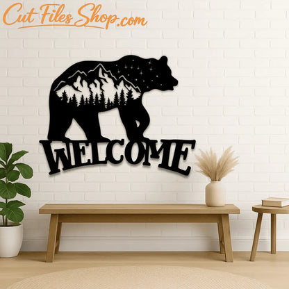 Bear Welcome Sign SVG DXF EPS for CNC, plasma cutting and outdoor decor