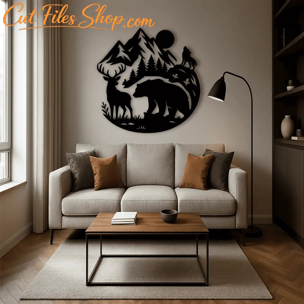 Deer and bear silhouette SVG for CNC laser cutting