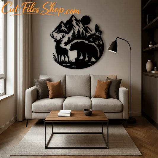 Deer and bear silhouette SVG for CNC laser cutting