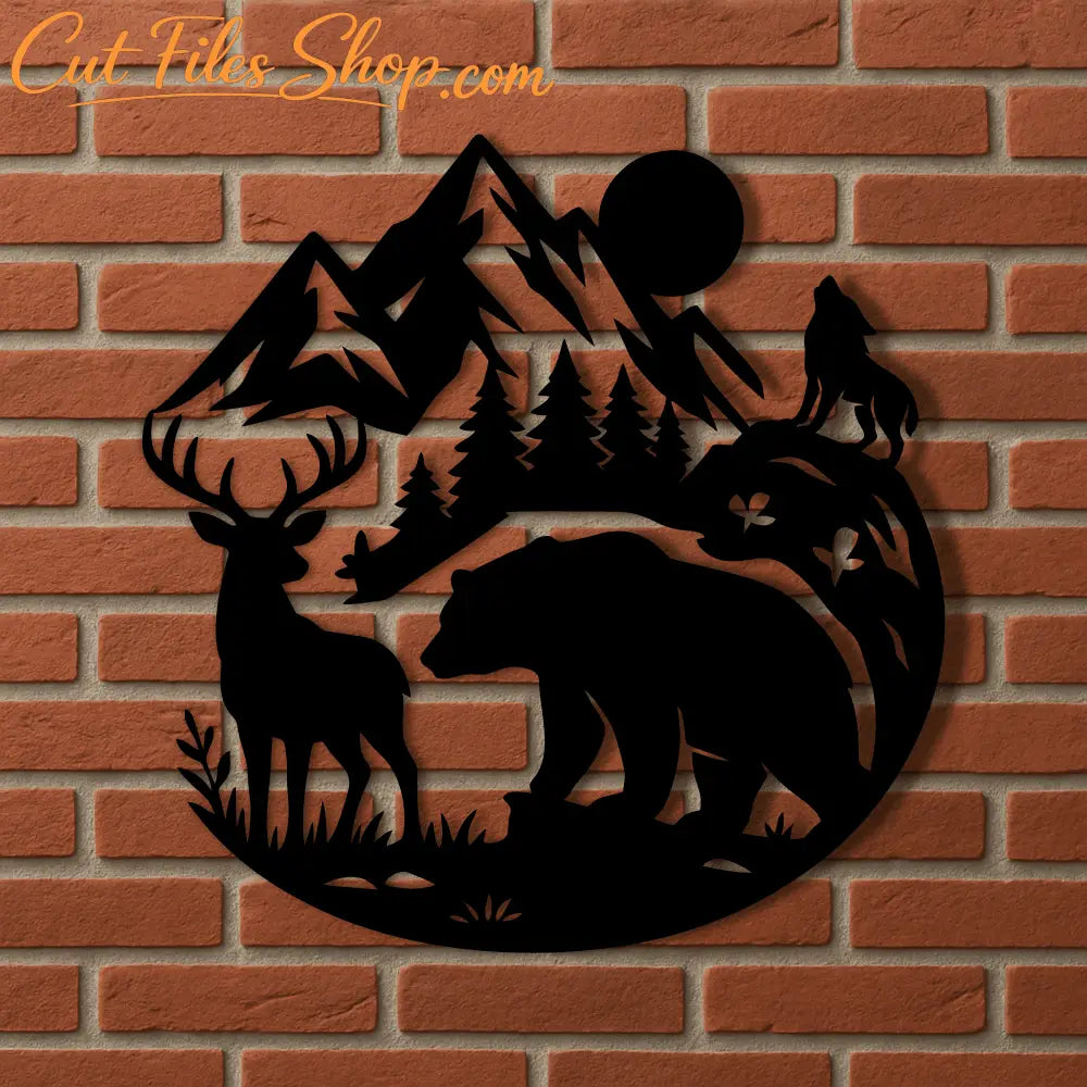 Wolf howling mountain scene SVG for Glowforge engraving