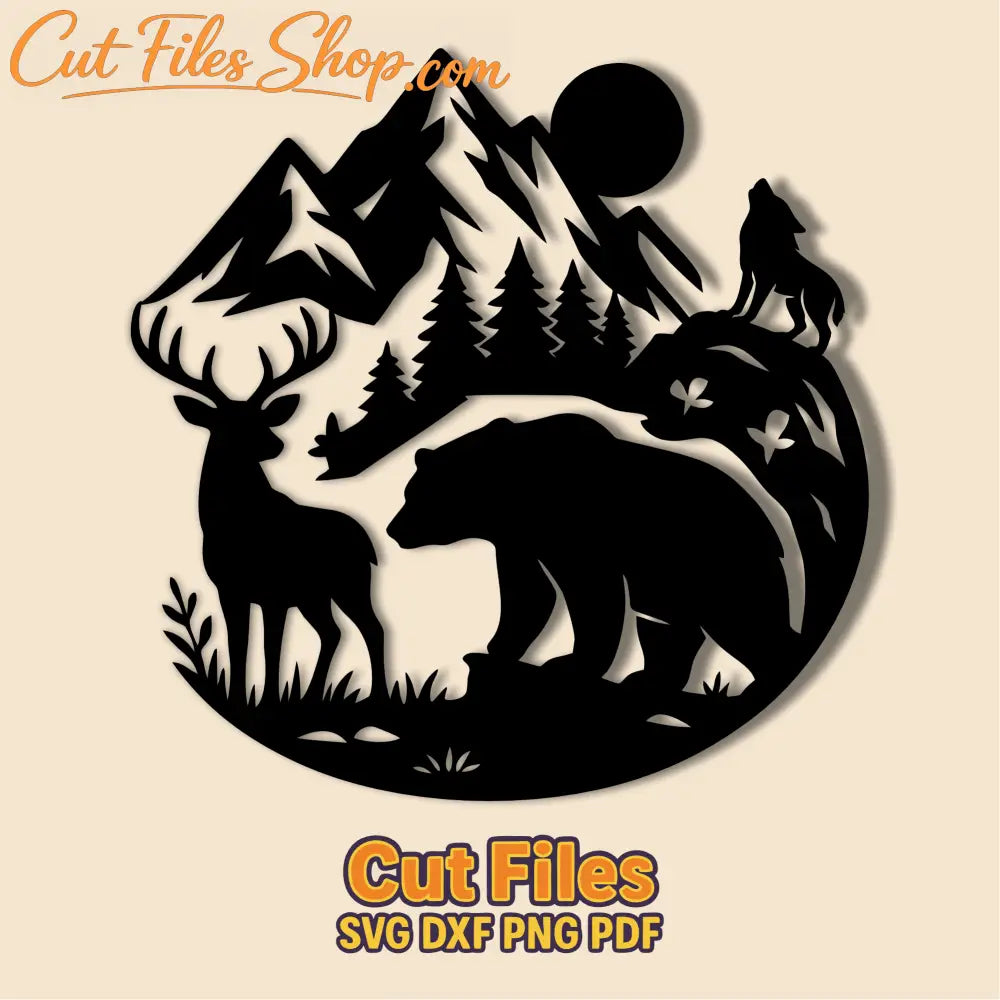 Wilderness forest SVG for cabin or hunting decor
