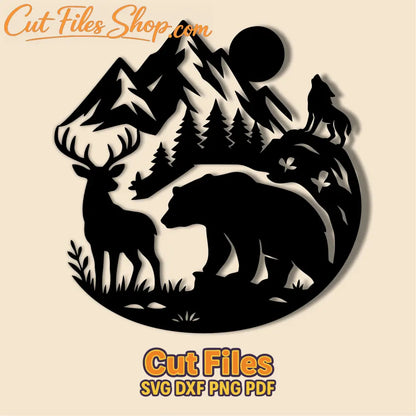 Wilderness forest SVG for cabin or hunting decor