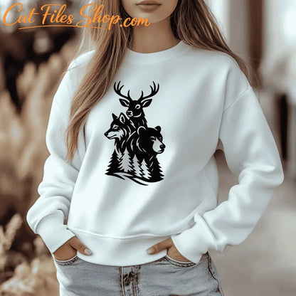 Wildlife animal trio silhouette for Sublimation projects