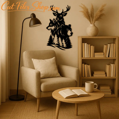 Animal trio SVG DXF PNG for plasma and wall art