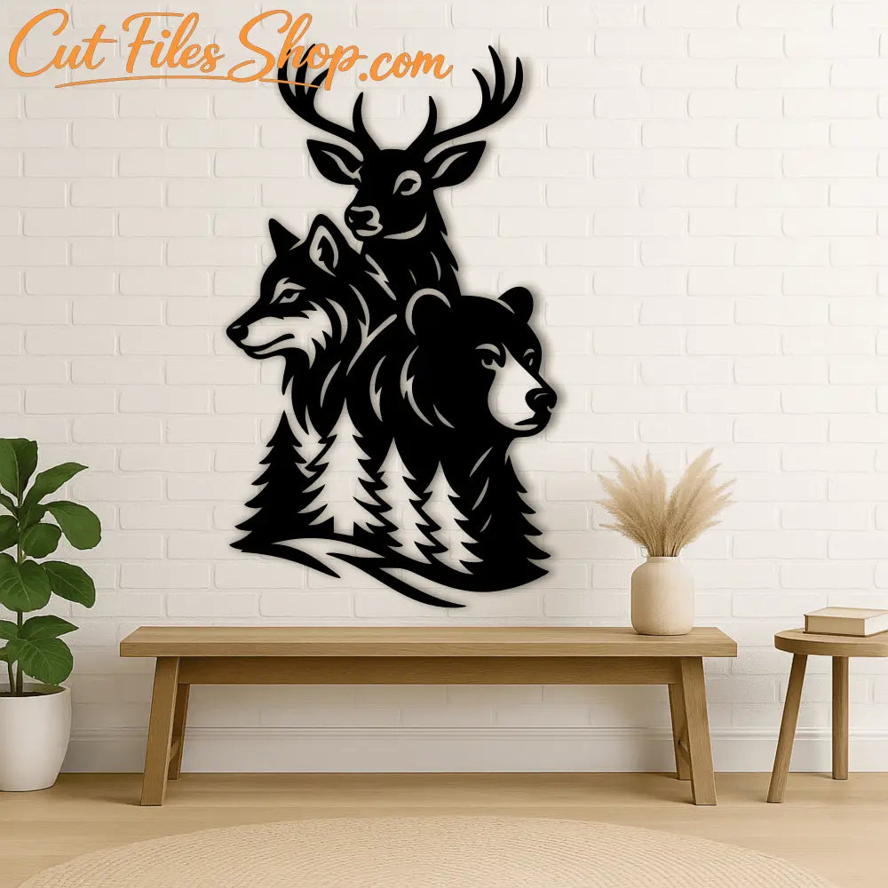 Deer wolf bear CNC laser cut design