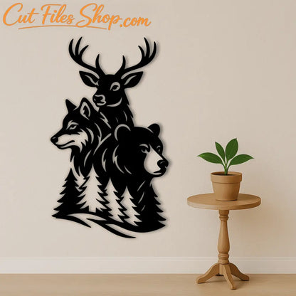 Hunting wildlife wall art SVG DXF for CNC