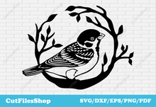 Load image into Gallery viewer, Bird vector images, bird scene dxf, cnc wall art files, dxf for cnc machine - Cut Files Shop
