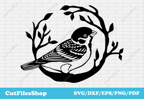 Bird vector images, bird scene dxf, cnc wall art files, dxf for cnc machine - Cut Files Shop