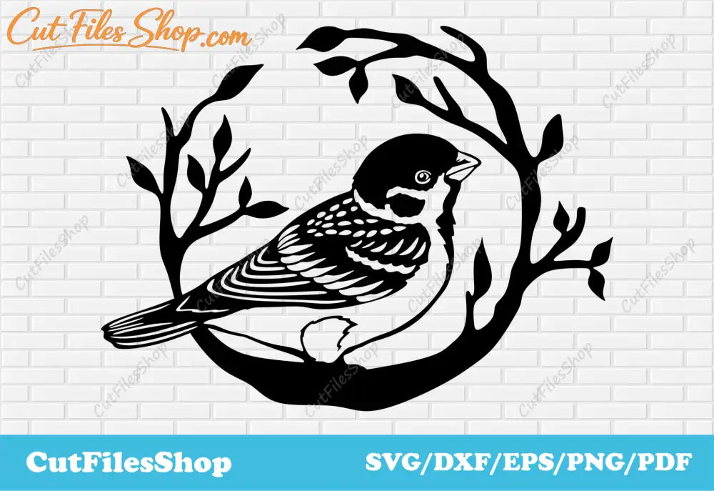Bird vector images, bird scene dxf, cnc wall art files, dxf for cnc machine - Cut Files Shop