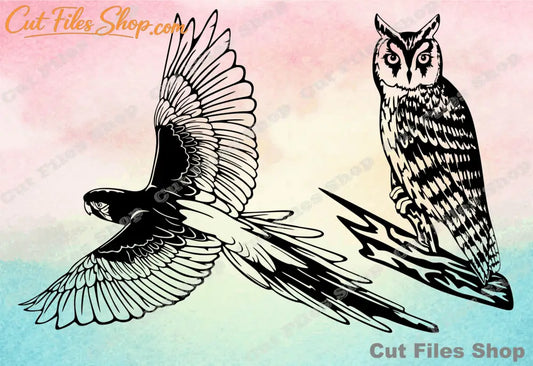 Birds cut files, owl svg, parrot macaw svg, scrapbooking clipart. dxf cutting - Cut Files Shop