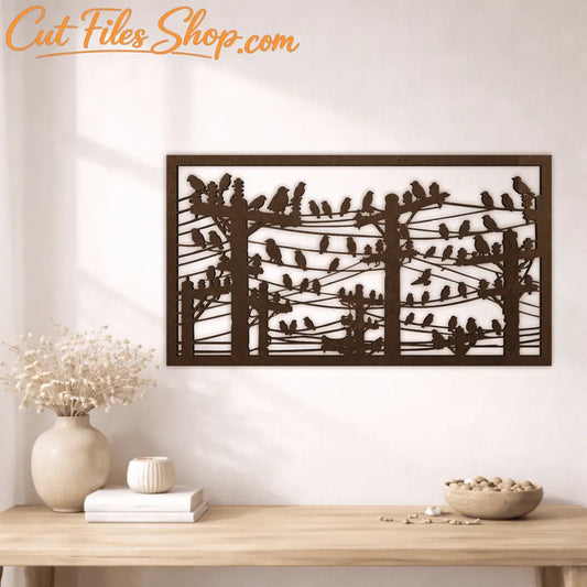 Birds on power lines SVG DXF