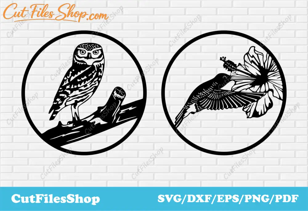 Birds svg cut files, Hummingbird svg, Owl svg, birds scenes svg, dxf files for cutting - Cut Files Shop