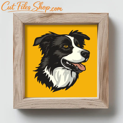 3D Border Collie Shadow Box SVG, Multilayer SVG, Cardstock SVG, Paper 3D Art, Shadow Box Crafts, Instant Download