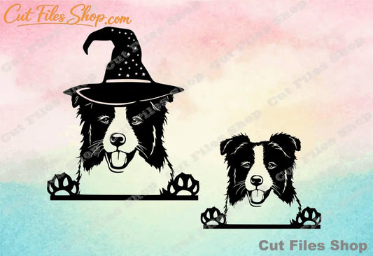 Border collie cut files, peeking dogs, svg files cricut, halloween dog, laser cut svg - Cut Files Shop
