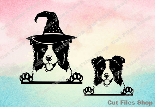 Border collie cut files, peeking dogs, svg files cricut, halloween dog, laser cut svg - Cut Files Shop