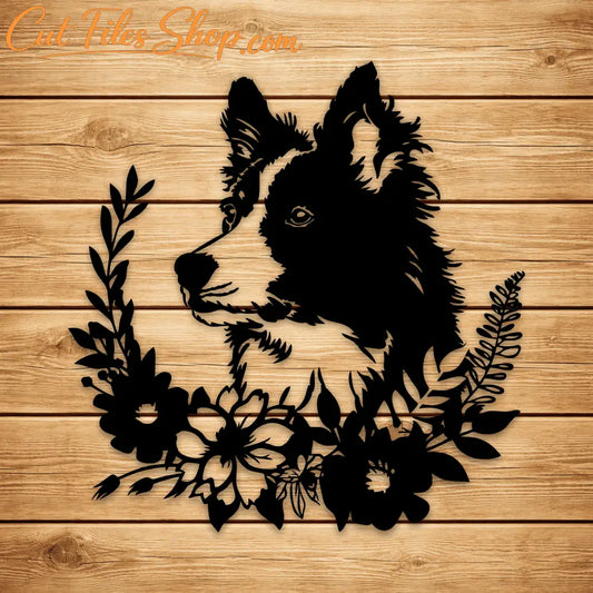 Floral dog DXF file for CNC laser cutting