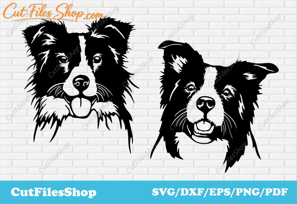 Border Collies SVG for cricut, Stickers making, Pets DXF for Laser Cutting, Plasma cnc files - Cut Files Shop