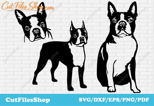 Boston Terrier svg cut files for cricut, Dxf files for laser, vector dog, svg for shirts - Cut Files Shop