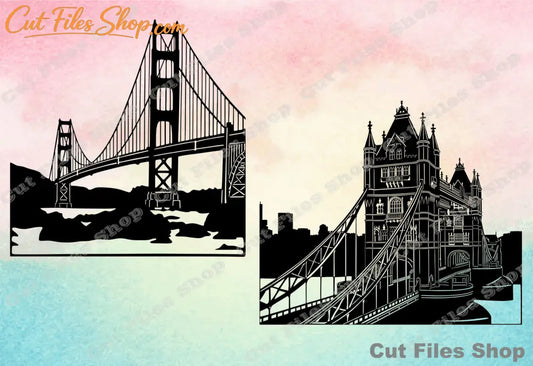 Bridges svg, buildings cut files, cnc svg files, vector for cnc, dxf for metal cutting - Cut Files Shop