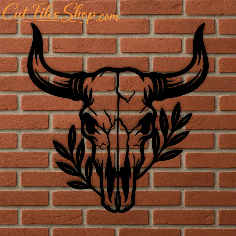 Western cow skull black and white illustration