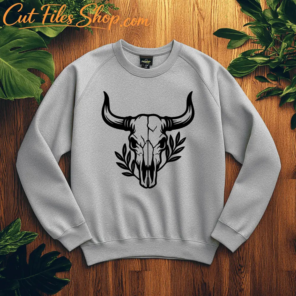 Rustic cow skull vector design for CNC cutting