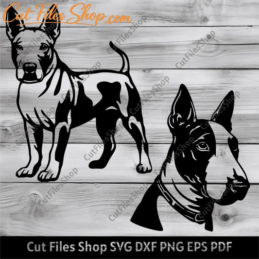 Bull terrier svg, Dogs dxf for Laser cut, Pets portrait dxf for cnc cutting, Bull Terrier Cricut, Silhouette Dog dxf - Cut Files Shop
